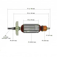 Якорь на болгарку Витязь МШУ-125/1100,Ижмаш Profi ИШМ-1080, Беларусмаш 125/1350, Craft-tec PXAG-254 (168x35)