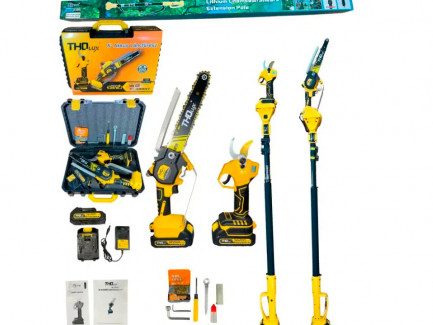 Набор 3 в 1 аккумуляторная цепная пила + секатор + удлинитель THO LUX (Бесщеточный)